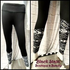 Yoga pants. Black/snakeskin pattern. NEW. All sizes